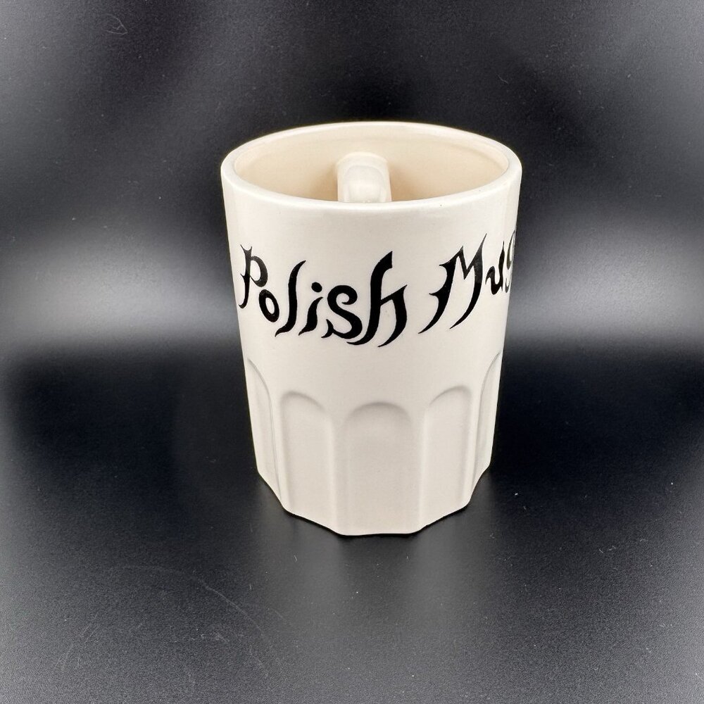 Vintage Ceramic “Polish Mug” Novelty Stoneware Mug Glossy - Handle Inside Cup!